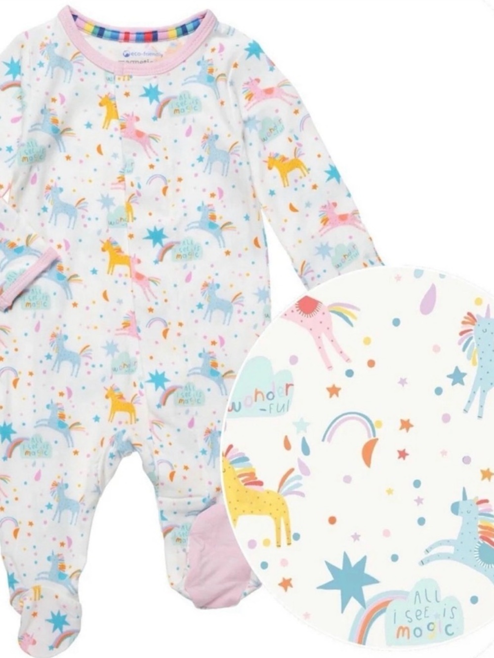 Magnetic Me Pastel Unicorn Footed Sleeper